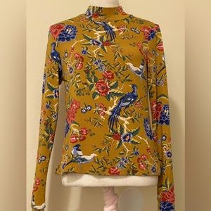 Maeve Anthropology floral women’s long sleeve blouse turtleneck size Small used